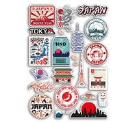 Feuille d'autocollants A4 en vinyle japonais - Monuments japonais ville plage drapeau carte vacances valises bagages scrapbooking culture voyage #78887