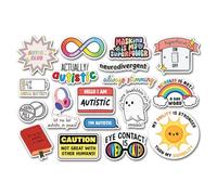 Feuille d'autocollants A4 en vinyle pour l'autisme - Célébrez la neurodiversité autiste et la sensibilisation aux neurodivergents cachés TDAH handicap autocollants #82474