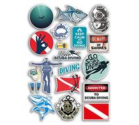 Feuille d'autocollants A4 en vinyle pour plongée sous-marine - Plongeur océan méfiez-vous requin poisson mer passe-temps cadeau de voyage #78889
