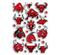 Feuille d'autocollants A4 en vinyle Raging Bull - Rouge en colère animal fou espagnol abstrait étoiles addictées amour cadeau scrapbooking #78894