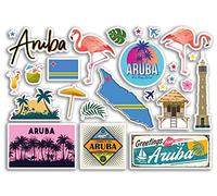 Feuille d'autocollants A5 Aruba Landmarks - Autocollants en vinyle - Île des Caraïbes - Carte estivale - Tampon de ville, voyage, vacances - Culture esthétique #79586