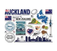 Feuille d'autocollants A5 Auckland Landmarks en vinyle - Carte de Nouvelle-Zélande Géographie Drapeau Voyage Vacances Country City Esthétique Scrapbook #83297