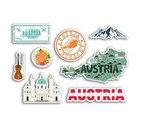 Feuille d'autocollants A5 - Autocollants en vinyle autrichien - Montagne d'Autriche Vienna Innsbruck Landmark vacances ville pays aéroport carte drapeau alimentaire #77529