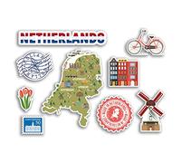 Feuille d'autocollants A5 - Autocollants en vinyle - Pays-Bas - Pays-Bas - Pays-Bas - Pays-Bas - Paysage hollandais - Vacances - Ville - Aéroport - Carte - Autocollant alimentaire #77532