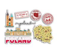 Feuille d'autocollants A5 - Autocollants en vinyle Pologne - Landmark vacances ville pays aéroport carte drapeau alimentaire #77538
