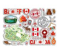 Feuille d'autocollants A5 en vinyle avec monuments de Banff - Timbres canadiens du Canada, horizon, drapeau, voyage, carte de vacances, ville, scrapbooking, esthétique #80498