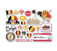 Feuille d'autocollants A5 en vinyle avec monuments de la Belgique - Carte de Bruxelles Belgique Drapeau Voyage Vacances Pays Langue Ville Scrapbook #83346