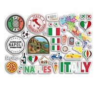 Feuille d'autocollants A5 en vinyle avec monuments de Naples, timbres italiens, drapeau, carte de voyage, vacances, ville, scrapbooking, esthétique #80483