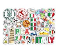 Feuille d'autocollants A5 en vinyle avec monuments de Pise - Italie Tour italienne timbres horizon drapeau carte voyage vacances ville scrapbooking esthétique #80486
