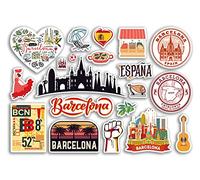 Feuille d'autocollants A5 en vinyle Barcelone - Espagne Vacances Timbre Carte d'été Drapeau Voyage Ville Bagages Scrapbooking #79032