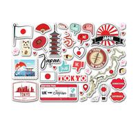 Feuille d'autocollants A5 en vinyle - Carte japonaise de Tokyo - Drapeau de voyage - Vacances - Langue de campagne - École - Scrapbook #83356
