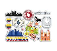 Feuille d'autocollants A5 en vinyle Columbia - Monuments, carte de culture, pays des vacances, drapeau de voyage #78481