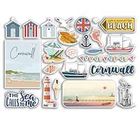 Feuille d'autocollants A5 en vinyle Cornouailles - plage, bord de mer, Angleterre, côte, mer, mer, bateau, drapeau, voyage, vacances, scrapbooking, cadeau esthétique #79093