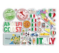 Feuille d'autocollants A5 en vinyle - Côte amalfitaine - Timbres italiens - Drapeau itinérant - Voyage vacances ville scrapbooking esthétique #80488