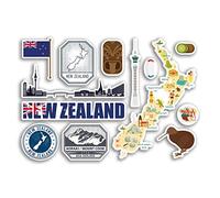 Feuille d'autocollants A5 en vinyle de Nouvelle-Zélande - Monuments, carte de culture, pays des vacances, drapeau de voyage #78489
