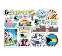 Feuille d'autocollants A5 en vinyle des Bahamas - Monuments des pays des Caraïbes, timbre de vacances, carte d'été, drapeau de voyage, ville, bagages, scrapbooking #79027