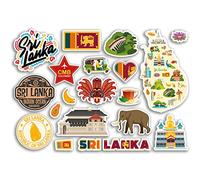 Feuille d'autocollants A5 en vinyle du Sri Lanka - Monuments du pays de l'Asie - Tampon de vacances, carte d'été, drapeau de voyage, ville, bagages, scrapbooking #79019