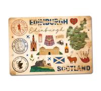 Feuille d'autocollants A5 en vinyle Édimbourg - Monuments de l'Écosse rétro vintage aéroport drapeau de la ville voyage vacances pays esthétique #82828