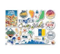 Feuille d'autocollants A5 en vinyle Îles Canaries - Tenerife Gran Canaria Espagne Beach Cruise Flag Skyline Landmarks Travel Holiday Scrapbook Bagages #83034