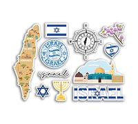 Feuille d'autocollants A5 en vinyle Israël - Monuments, carte de culture, pays des vacances, drapeau de voyage #78483