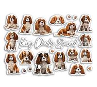 Feuille d'autocollants A5 en vinyle King Charles Spaniel - Cavalier Chien Chiot Animal Race Animaux Scrapbooking Étiquette Filles Garçons Esthétique #81515