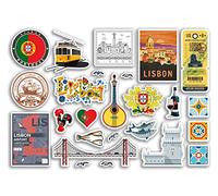 Feuille d'autocollants A5 en vinyle Lisbonne, monuments portugais, vacances, timbre carte d'été, drapeau voyage, ville, bagages, scrapbooking #79033