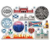 Feuille d'autocollants A5 en vinyle - Marquages de Glasgow - Tampons d'Écosse - Drapeau d'Écosse - Drapeau, voyage, vacances, scrapbooking, bagages de ville #79113