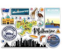 Feuille d'autocollants A5 en vinyle - Marquages de Melbourne - Tampons d'aéroport d'Australie, horizon, drapeau, carte de voyage, vacances, scrapbooking, bagages de ville #79139