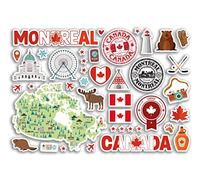 Feuille d'autocollants A5 en vinyle Montréal monuments - Timbres canadiens du Canada, horizon, drapeau, voyage, carte de vacances, ville, scrapbooking, esthétique #80501