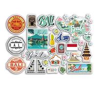 Feuille d'autocollants A5 en vinyle monuments de Bali, plage, mer, timbres, horizon, drapeau, voyage, carte de vacances, ville, scrapbooking, esthétique #80531