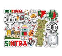 Feuille d'autocollants A5 en vinyle - Monuments du Portugal - Timbres - Drapeau du Portugal - Voyage - Carte de vacances - Plage - Ville - Scrapbooking - Esthétique #80519