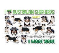 Feuille d'autocollants A5 en vinyle motif berger australien - Chiens Chiens Chiots Animaux de compagnie Scrapbooking Décoration Voyage Étiquette Amis Filles Garçons Esthétique #82579