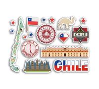 Feuille d'autocollants A5 en vinyle - Motif carte du Chili - Monuments de la culture des pays des vacances - Drapeau de voyage #78480