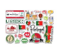 Feuille d'autocollants A5 en vinyle - Motif carte portugaise de Lisbonne - Drapeau - Voyage vacances pays langue ville scrapbooking #83345