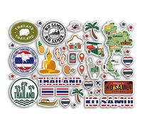 Feuille d'autocollants A5 en vinyle - Motif : Ko Samui - Thaïlande, Asie, timbre, horizon, drapeau, voyage, carte de vacances, ville, scrapbooking, esthétique #80534