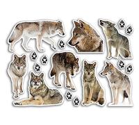Feuille d'autocollants A5 en vinyle motif loups - pattes de loup animaux sauvages scrapbooking décoration de voyage étiquette ami filles garçons esthétique #80787