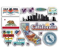 Feuille d'autocollants A5 en vinyle - Motif monuments de la Californie - Amérique, États américains, aéroport américain, timbres, horizon, drapeau, carte, voyage, vacances, scrapbooking, ville,