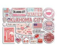 Feuille d'autocollants A5 en vinyle - Motif Oklahoma Landmarks - Rose Amérique États-Unis USA Drapeau Voyage Carte de Vacances Ville Scrapbooking Esthétique #80598