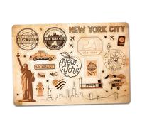 Feuille d'autocollants A5 en vinyle New York City - Monuments de New York - Rétro - Drapeau de la ville - Vintage - Voyage - Vacances - Pays - Esthétique #82842