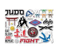 Feuille d'autocollants A5 en vinyle pour judo - Arts martiaux japonais Combat Sport Puns garçons hommes femmes papa Mancave Hobbies Hobby Fan Love #83440