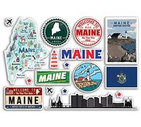 Feuille d'autocollants A5 en vinyle pour le Maine Monuments - États Américains États-Unis Airport Horizon Drapeau Carte Voyage Vacances Scrapbooking Ville Bagages #79179
