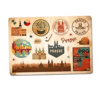Feuille d'autocollants A5 en vinyle Prague - Monuments de la République tchèque rétro vintage aéroport drapeau de la ville voyage vacances pays esthétique #82824