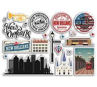 Feuille d'autocollants A5 en vinyle représentant les monuments de la Nouvelle-Orléans - États de la Louisiane Amérique États USA Airport Carte de Voyage Vacances Scrapbooking Ville Bagages #79151