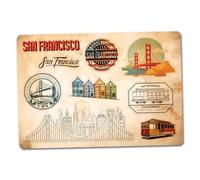 Feuille d'autocollants A5 en vinyle San Francisco - Monuments des États-Unis rétro vintage aéroport drapeau ville voyage vacances pays esthétique #82829