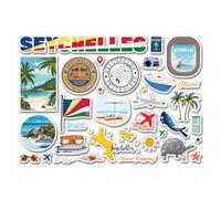 Feuille d'autocollants A5 en vinyle Seychelles - Plage Mahé drapeau carte monuments voyage vacances journal souvenir scrapbooking #83905