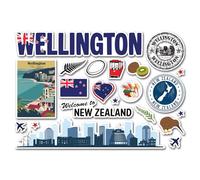 Feuille d'autocollants A5 en vinyle Wellington Landmarks - Carte de Nouvelle-Zélande Géographie Drapeau Voyage Vacances Country City Esthétique Scrapbook #83298