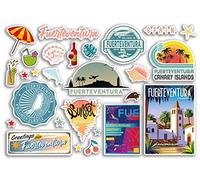 Feuille d'autocollants A5 Fuerteventura Monuments autocollants en vinyle - Carte espagnole de l'aéroport, timbres de l'horizon, voyage, vacances, voyage, voyage, voyage, vacances, ville,