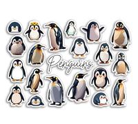 Feuille d'autocollants A5 pingouins en vinyle - Oiseaux Empereur Dessin animé Kawaii Animaux Scrapbooking Étiquette Voyage Ami Filles Garçons Esthétique #81508