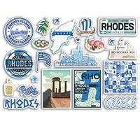 Feuille d'autocollants A5 rhodes monuments autocollants en vinyle - Carte grecque de la Grèce - Timbres de l'aéroport, drapeau de l'horizon, voyage, vacances, voyage, voyage, ville, scrapbooking,