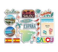 Feuille d'autocollants A5 Salou monuments en vinyle - Espagne Espagne été art carte de ville timbre horizon voyage vacances culture esthétique #80088